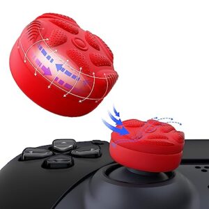 playvital thumbs cushion caps thumb grips for ps5/4, thumbstick grip cover for xbox series x/s, thumb grip caps for xbox one, elite series 2, for switch pro - raindrop texture design passion red