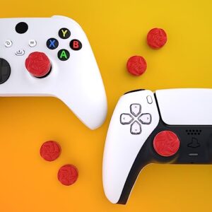 PlayVital Thumbs Cushion Caps Thumb Grips for ps5/4, Thumbstick Grip Cover for Xbox Series X/S, Thumb Grip Caps for Xbox One, Elite Series 2, for Switch Pro - Raindrop Texture Design Passion Red