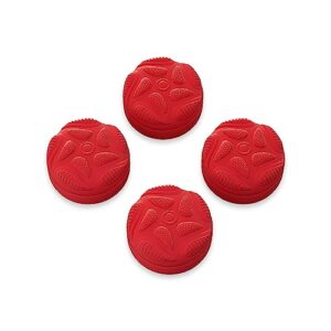 PlayVital Thumbs Cushion Caps Thumb Grips for ps5/4, Thumbstick Grip Cover for Xbox Series X/S, Thumb Grip Caps for Xbox One, Elite Series 2, for Switch Pro - Raindrop Texture Design Passion Red