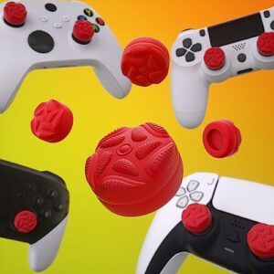 PlayVital Thumbs Cushion Caps Thumb Grips for ps5/4, Thumbstick Grip Cover for Xbox Series X/S, Thumb Grip Caps for Xbox One, Elite Series 2, for Switch Pro - Raindrop Texture Design Passion Red