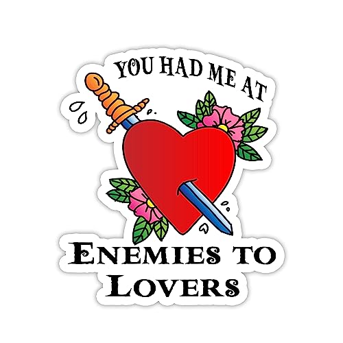 Miraki You Had Me At Enemies to Lovers Sticker, Book Trope Sticker, Bookish Sticker, Water Assitant Die-Cut Vinyl Stickers Decals for Laptop Phone Kindle Journal Water Bottles, Sticker for Women