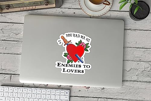 Miraki You Had Me At Enemies to Lovers Sticker, Book Trope Sticker, Bookish Sticker, Water Assitant Die-Cut Vinyl Stickers Decals for Laptop Phone Kindle Journal Water Bottles, Sticker for Women
