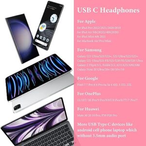 APETOO USB C Headphones for iPad Pro Pixel 7 6 6a 5 4,HiFi Stereo USB Type C Earphones USB C Wired Earbuds with Mic Volume Control for Samsung S23 Ultra S22 S21 FE A54 A53 Z Flip5 Fold5,OnePlus,Huawei