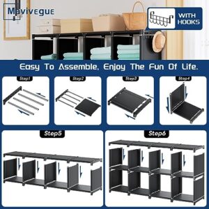 Mavivegue Book Shelf, 20 Cube Storage Organizer, DIY Bookcase, Metal Cube Bookshelf,Tall Book case for Bedroom, Living Room,Office,Closet Storage Organizer, Black Cubicle Storage Rack