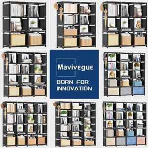 Mavivegue Book Shelf, 20 Cube Storage Organizer, DIY Bookcase, Metal Cube Bookshelf,Tall Book case for Bedroom, Living Room,Office,Closet Storage Organizer, Black Cubicle Storage Rack