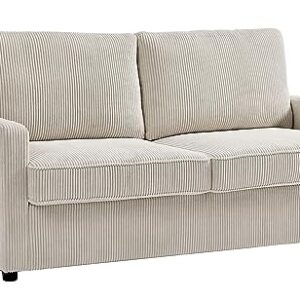 Container Furniture Direct Reversible Sleeper Sofa with Memory Foam Mattress, Comfortable and Durable Queen Size Bed Couch for Living Rooms, Upholstered with Corduroy Fabric, 70" Wide, Ivory