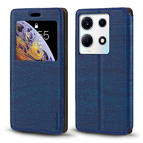 Shantime for Infinix Note 30 VIP Case, Wood Grain Leather Case with Card Holder and Window, Magnetic Flip Cover for Infinix GT 10 Pro 5G (6.67”) Blue