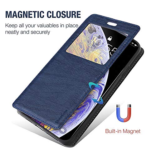 Shantime for Infinix Note 30 VIP Case, Wood Grain Leather Case with Card Holder and Window, Magnetic Flip Cover for Infinix GT 10 Pro 5G (6.67”) Blue
