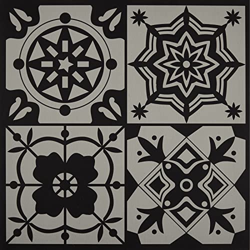 Peel and Stick Floor Tile Dark Black and Green Vinyl Flooring, Total 20 Pieces, for Home Decoration