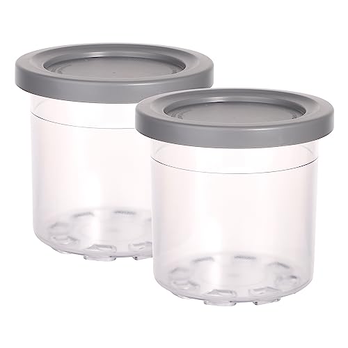 TOYMIS 2pcs Creamy Pints And Lids, Ninja Creamy Pints And Lids Ice Cream Storage Containers Ice Cream Plastic Cups Storage Compatible with NC500 NC501 Ice Cream Maker