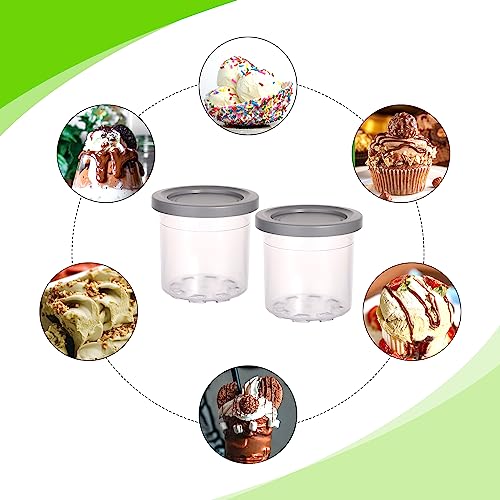 TOYMIS 2pcs Creamy Pints And Lids, Ninja Creamy Pints And Lids Ice Cream Storage Containers Ice Cream Plastic Cups Storage Compatible with NC500 NC501 Ice Cream Maker