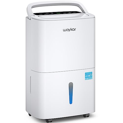 Waykar 80 Pints Energy Star Home Dehumidifier for Spaces up to 5,000 Sq. Ft at Home, in Basements and Large Rooms with Drain Hose, Handle, Auto Defrost and Self-Drying.