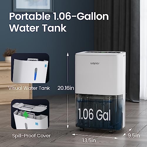 Waykar 80 Pints Energy Star Home Dehumidifier for Spaces up to 5,000 Sq. Ft at Home, in Basements and Large Rooms with Drain Hose, Handle, Auto Defrost and Self-Drying.