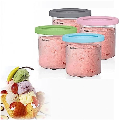 VRINO Creami Deluxe Pints, for Creami Ninja Ice Cream Deluxe,16 OZ Ice Cream Pints Cup Bpa-Free,Dishwasher Safe Compatible with NC299AMZ,NC300s Series Ice Cream Makers