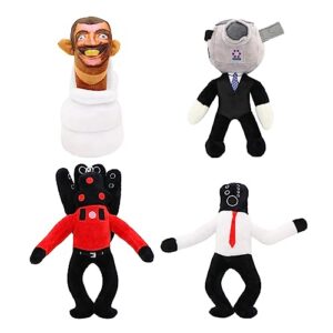 yohica skibidi toilet toy plush,cameraman plush,speakerman plush,fun and whimsical stuffed figure doll for fans gift,soft stuffed animal figure doll for adult and kids (4 pcs)