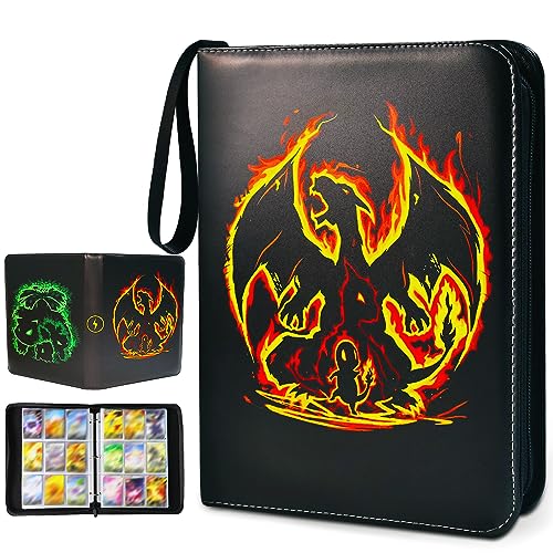 Trading Card Binder Fit 900 Cards Pokemon Card Binder 9-Pocket with 50 Removable Sleeves Trading Card Holder Binder for Most Standard Size Game Cards