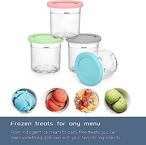 Aebitsry Containers Replacement for Ninja Creami Pints and Lids - 4 Pack, 16oz Cup Compatible with NC301 NC300 NC299AMZ Series Ice Cream Maker, BPA Free Dishwasher Safe Leak Proof, Pink/Green/Grey/Blue