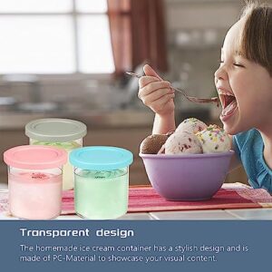 Aebitsry Containers Replacement for Ninja Creami Pints and Lids - 4 Pack, 16oz Cup Compatible with NC301 NC300 NC299AMZ Series Ice Cream Maker, BPA Free Dishwasher Safe Leak Proof, Pink/Green/Grey/Blue