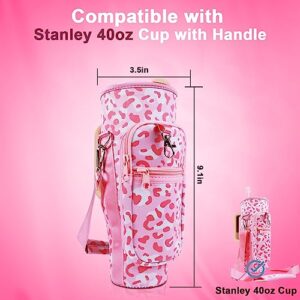 MLKSI Cup Bag for Stanley 40oz Tumbler with Handle, Insulated Sleeve Water Bottle Carrier Bag with Adjustable Shoulder Strap for Stanley Tumbler Accessories Stanley 40 oz Cup