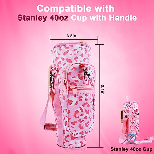 MLKSI Cup Bag for Stanley 40oz Tumbler with Handle, Insulated Sleeve Water Bottle Carrier Bag with Adjustable Shoulder Strap for Stanley Tumbler Accessories Stanley 40 oz Cup