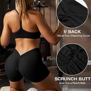 YEOREO Workout Shorts Womens Scrunch Butt Gym Shorts for Women V Back Booty Butt Lifting Biker Compression Spandex Yoga Daze Shorts Black Medium