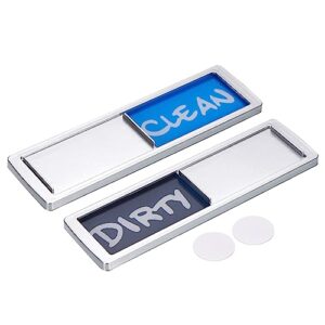 meccanixity dishwasher magnet clean dirty sign silver framed rectangle blue-gray,optional gum,magnetic for dishwasher kitchen accessories indication