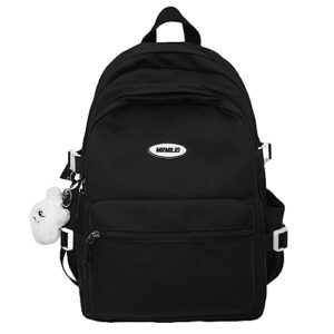 bilipopx kawaii backpack with cute accessories aesthetic 15.6 inch laptop backpack pendant (black)