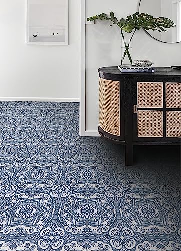 FloorPops 12-in by 12-in Blue Erina Peel & Stick Floor Tiles