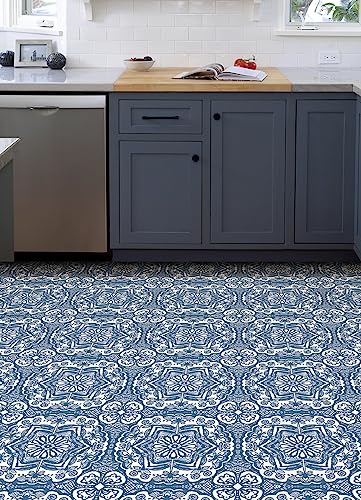 FloorPops 12-in by 12-in Blue Erina Peel & Stick Floor Tiles