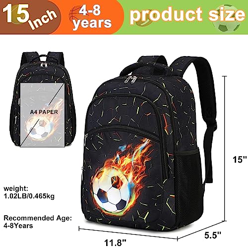 LOIDOU Kids Backpack Boys Soccer Kindergarten Preschool Backpacks Toddler Bookbag 16 Inch School Backpacks for Kids 3-8