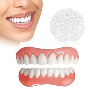 2 pcs veneers dentures socket for women and men, dental veneers for temporary tooth repair upper and lower jaw, protect your teeth and regain confident smile, bright white-2