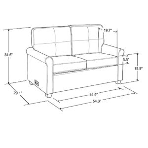 JUBILOOM Pull Out Couch Sofa Beds with 2 USB Ports, 2-in-1 Convertible Folding Futon Sleeper Bed, Upholstery Twin Loveseat Sofa for Living Room Apartment, Office Small Space, Dorm, (Light Grey)