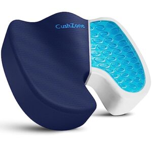 cushzone childrens desk chairs gel seat cushion for all-day sitting - coccyx, tailbone, back pain relief cushion - ergonomic seat cushion for office chairs, car seat, gaming chair - blue,x-large