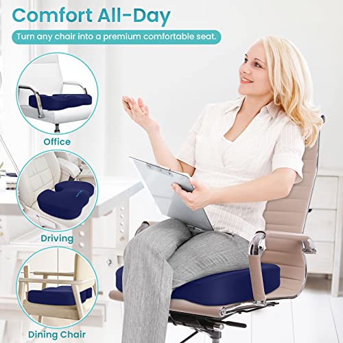 CushZone Childrens Desk Chairs Gel Seat Cushion for All-Day Sitting - Coccyx, Tailbone, Back Pain Relief Cushion - Ergonomic Seat Cushion for Office Chairs, Car Seat, Gaming Chair - Blue,X-Large