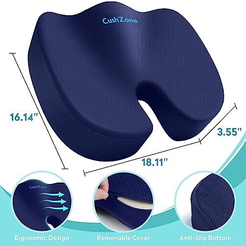 CushZone Childrens Desk Chairs Gel Seat Cushion for All-Day Sitting - Coccyx, Tailbone, Back Pain Relief Cushion - Ergonomic Seat Cushion for Office Chairs, Car Seat, Gaming Chair - Blue,X-Large