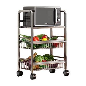 kitchen cart 304 stainless steel, commercial utility rolling storage islands & cart with wheels storage, mesh basket pantry cart rack for fruit vegetable onion potato storage ( color : a , size : 49*3