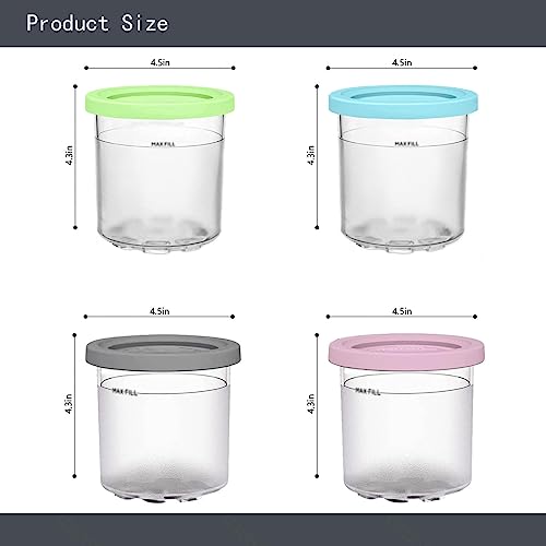 EVANEM 2/4/6PCS Creami Deluxe Pints, for Creami Ninja,16 OZ Ice Cream Pint Cooler Airtight and Leaf-Proof Compatible with NC299AMZ,NC300s Series Ice Cream Makers,Blue-2PCS