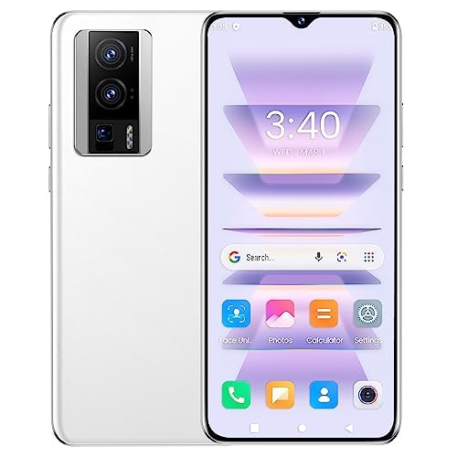 SANSHREUNI K60 Unlocked Cell Phones, 6GB+256GB Android 13 Unlocked Phone, 6.7" Screen+ Display 120HzD, 64MP Camera, Octa-Core CPU, 5500mAh Battery, GPS, AI Face, Dual SIM 5G Phone (White)