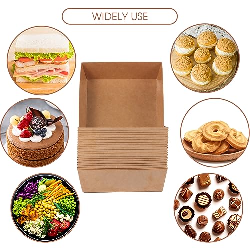 DESUNESS 50 Pack Paper Charcuterie Boxes with Clear Lids, 5" Brown Oil-Proof Paper Dessert Boxes Food Containers for Bakery, Macaron, Sandwich, Cookies, Mini Cakes (Box)