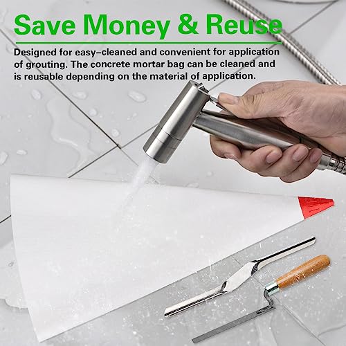 Tahikem 3 Pack Tile Grout Masonry Mortar Bag, 12" by 24" Heavy Duty Tear Resistant Puncture Tip Cement Sealer Bag, Mortar Bag Masonry, Grout Bag for Tile Installation, Grouting Bag (12x24 inch, Red)