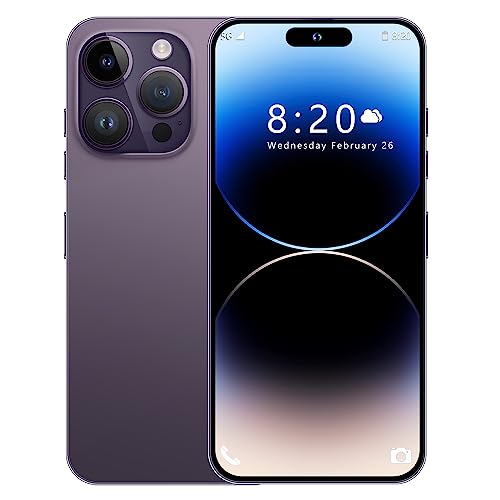 xixaomiro i14Pro 2023 Unlocked 5G Android Cell Phone 8GB + 512GB 1TB Expandable 6.7 "FHD 90Hz Display Screen 6800mAh Battery Mobile Phone 13 MP/48MP Camera Dual Sim Card (Purple)