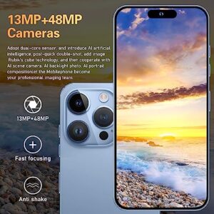 xixaomiro i14Pro 2023 Unlocked 5G Android Cell Phone 8GB + 512GB 1TB Expandable 6.7 "FHD 90Hz Display Screen 6800mAh Battery Mobile Phone 13 MP/48MP Camera Dual Sim Card (Purple)