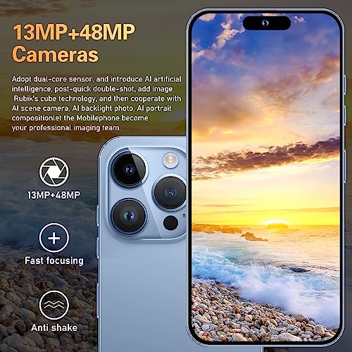 xixaomiro i14Pro 2023 Unlocked 5G Android Cell Phone 8GB + 512GB 1TB Expandable 6.7 "FHD 90Hz Display Screen 6800mAh Battery Mobile Phone 13 MP/48MP Camera Dual Sim Card (Purple)