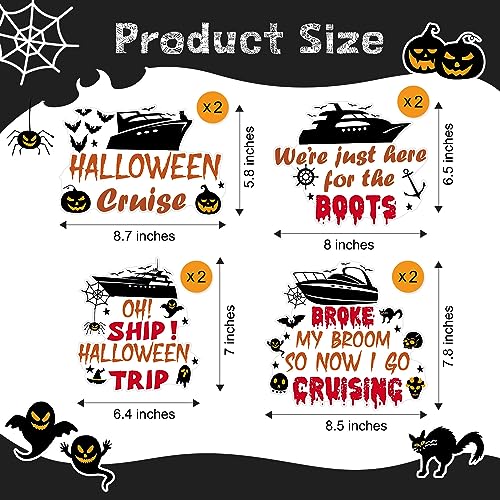 8 Pcs Halloween Magnetic Stickers Pumpkin, Ghost, Witch Hat, Bat, Skull Car Magnets for Halloween Decorations Cruise Door, Carnival Cruise Ships, Fridge, Garage Door