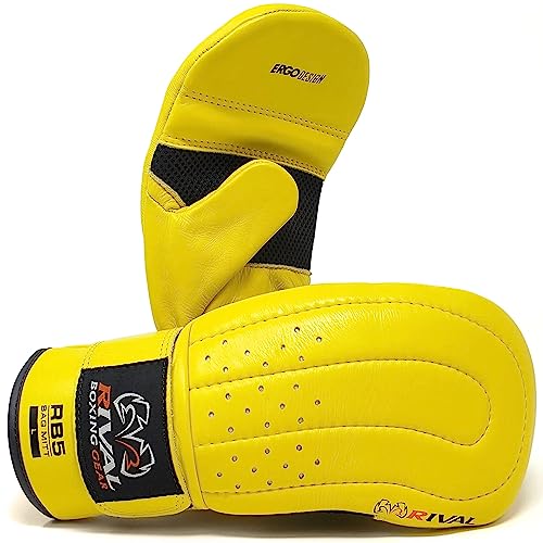 RIVAL Boxing RB5 Bag Mitt Gloves, Bare-Fist Punching Feel, Zero Resistance Training for Triggering Fast Twitch Muscles (Yellow, Large)