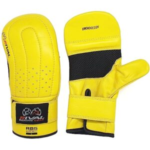 RIVAL Boxing RB5 Bag Mitt Gloves, Bare-Fist Punching Feel, Zero Resistance Training for Triggering Fast Twitch Muscles (Yellow, Large)