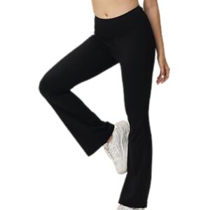 LAOARA Women Bootcut Yoga Pants Crossover Tummy Control Workout Legging High Waist Stretch Pants Black L