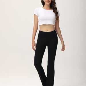 LAOARA Women Bootcut Yoga Pants Crossover Tummy Control Workout Legging High Waist Stretch Pants Black L