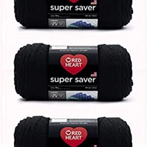 Red Heart Super Saver Yarn, 3 Pack, White 3 Count & Super Saver Yarn, 3 Pack, Black 3 Count