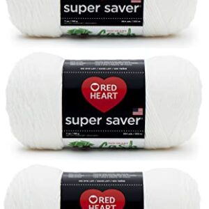 Red Heart Super Saver Yarn, 3 Pack, White 3 Count & Super Saver Yarn, 3 Pack, Black 3 Count